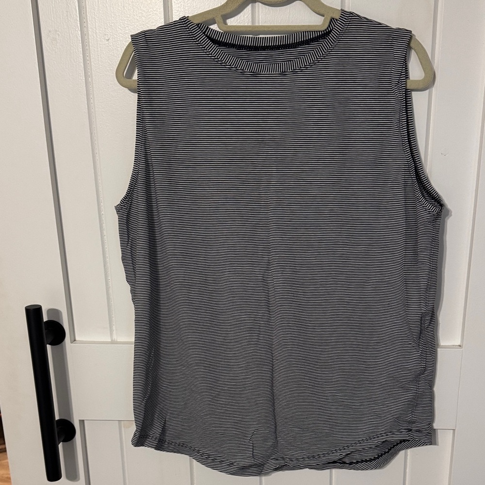 Lululemon Striped Sleeveless Muscle Tank Top - Black and White